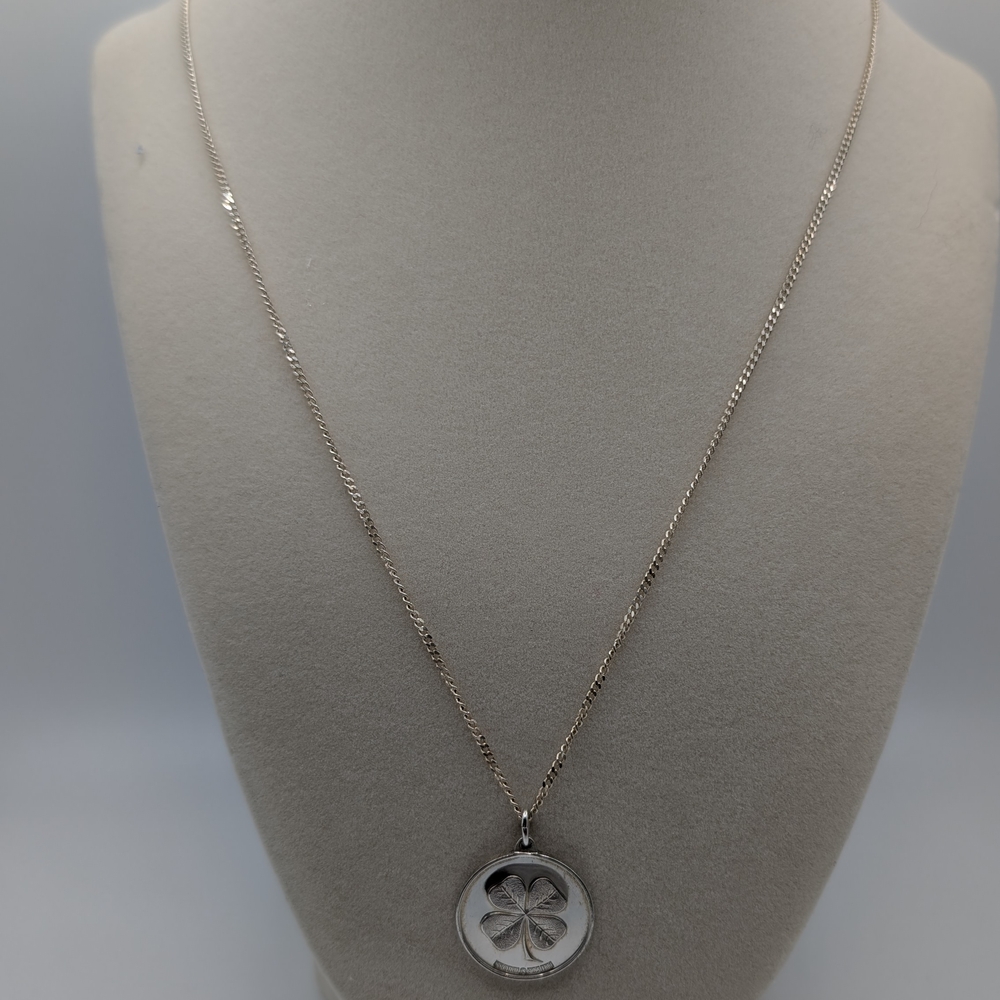 Sterling Silver Four-Leaf Clover "Luck " Pendant Necklace From Sweden